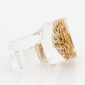 Siv Lagerström, three rings and cufflinks, acrylic plastic, 1970s.