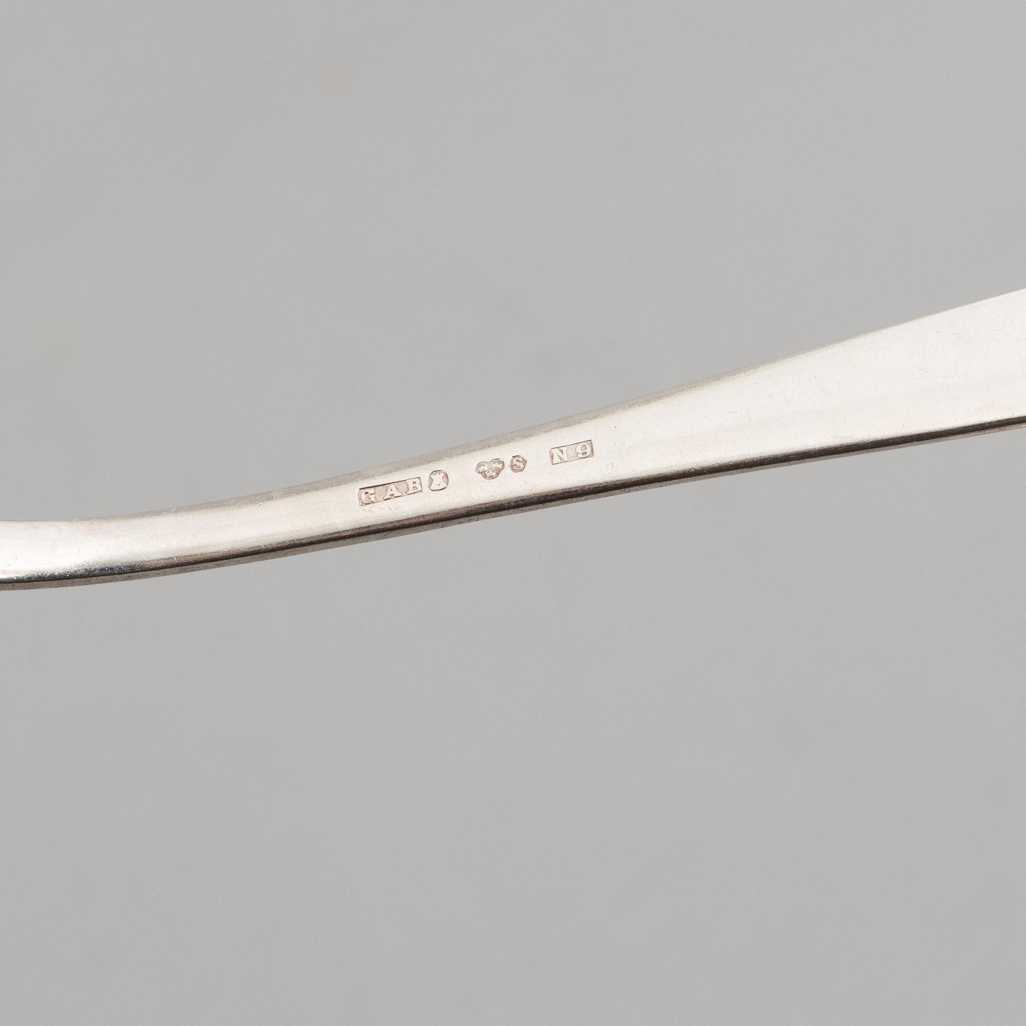 Skedar, 27 st, silver, modell "Chippendale", GAB, bl.a. Stockholm 1963.