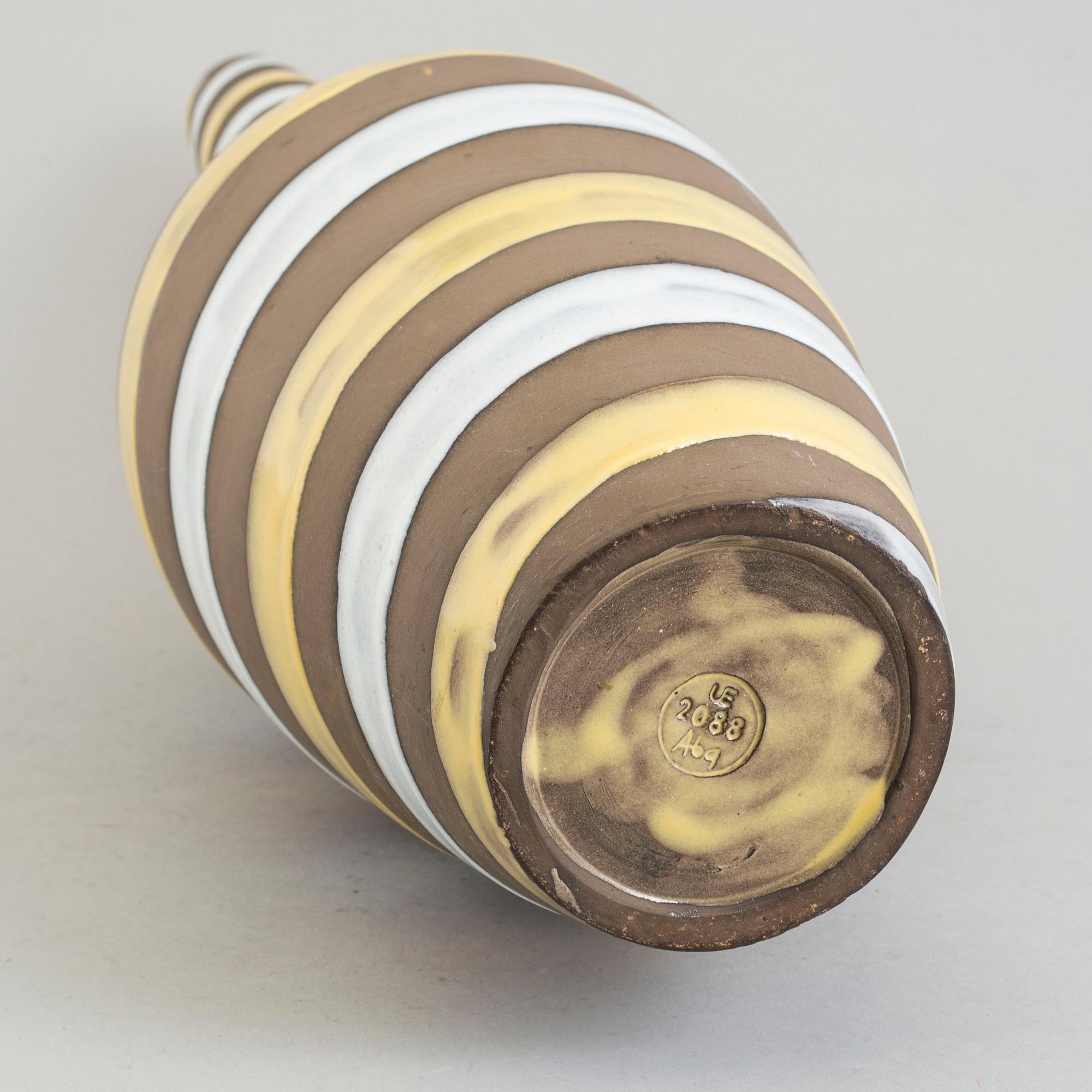 a 'Spiral' earthenware vase by Ingrid Atterberg, Upsala Ekeby.