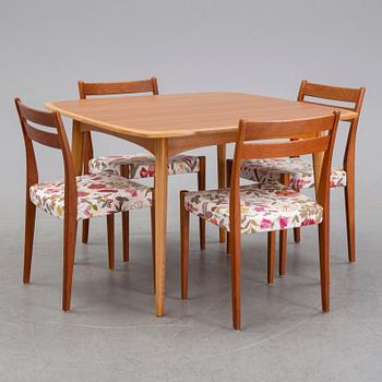 A teak dining table and four chairs, Svegards Markaryd, 1960s.