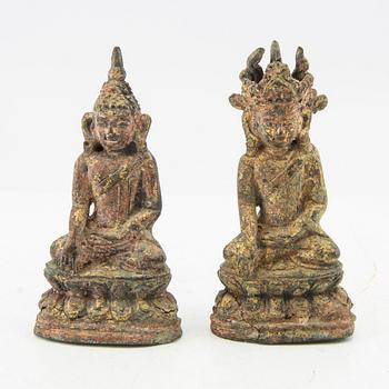 Buddha, 2 pieces, Southeast Asia, circa 1900.