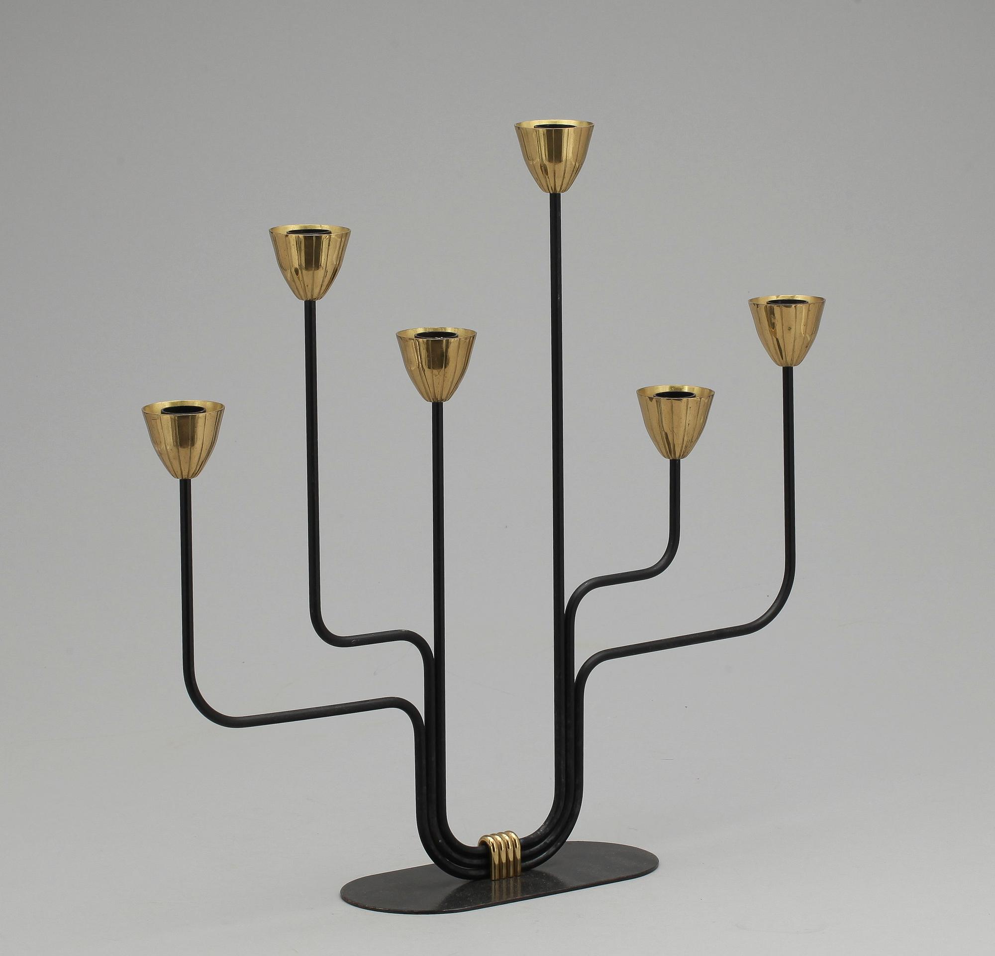 KANDELABER, Gunnar Ander, Ystad metall. Formgiven 1940-tal.