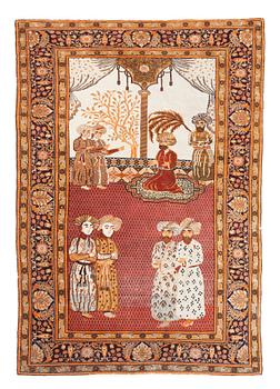 SEMI-ANTIQUE TURKISH FIGURAL. 184,5 x 129,5 cm.