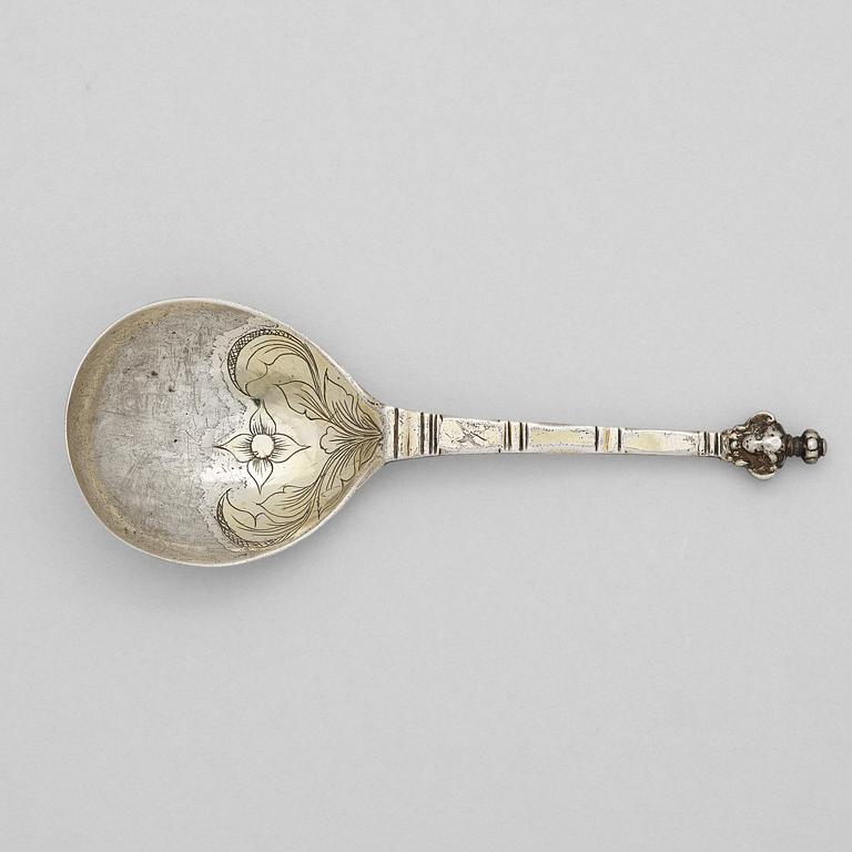 A Swedish 18th century parcel-gilt silver spoon, mark of Otto Henrik Sjöberg 1747.