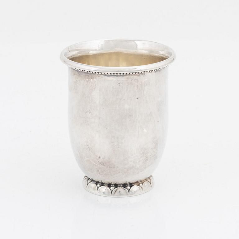 Georg Jensen, a sterling silver cup with holder, Denmark, post 1945.