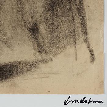 Bengt Lindström, kol på papper, intygad a tergo av Curt Aspelin, 1940-tal.
