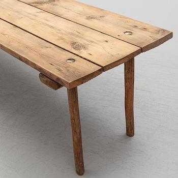 A pine table/bench, 19th Century.