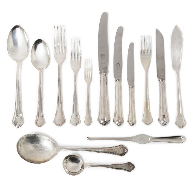 A 139 piece 'Hansa' silver cutlery service, mostly C.G. Hallberg, Mid 20th Century.