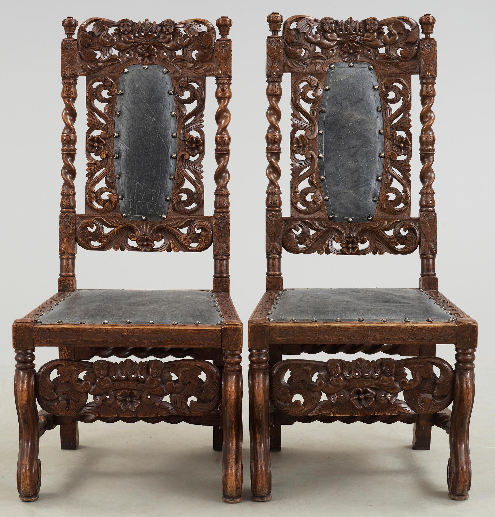 STOLAR, 2 st, barockstil, 1800/1900-tal.