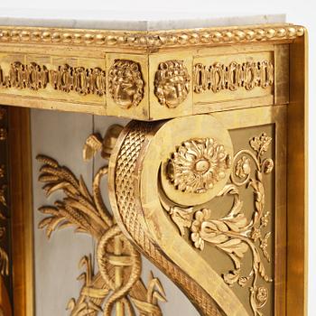 An Empire giltwood and gesso console table by P.G. Bylander (master in Gothenburg 1811-58).