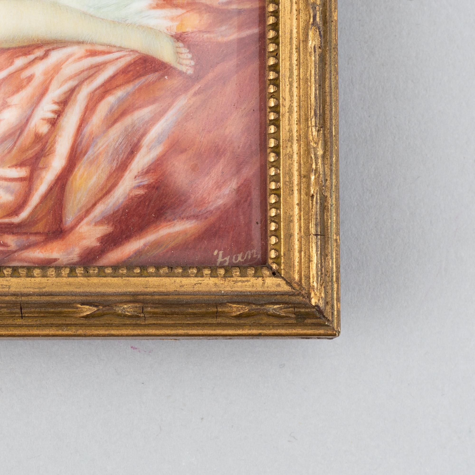 Okänd konstnär 1900-tal.  Miniatyr. Otydligt signerad.