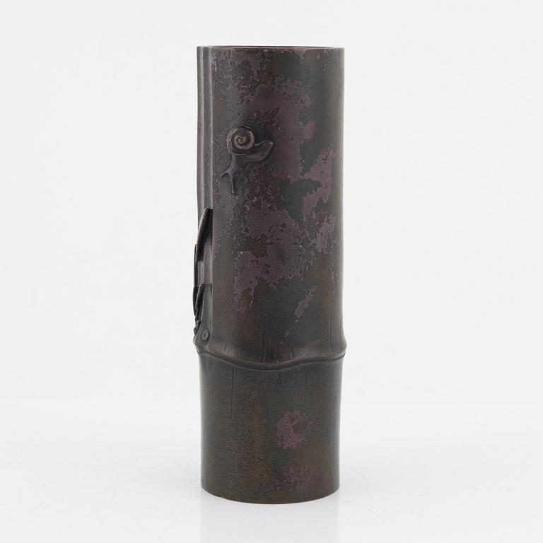 A Japanese bronze vase, 20th Century. With seal mark.