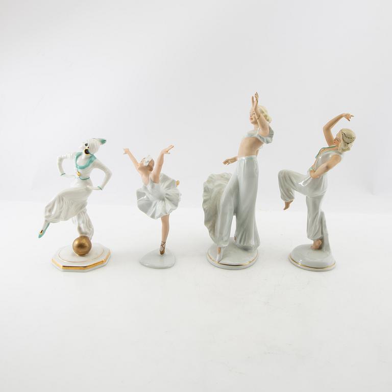 Figurines 4 pcs Schaubach, Wallendorf and Hutschenreuther Germany mid-20th century porcelain.