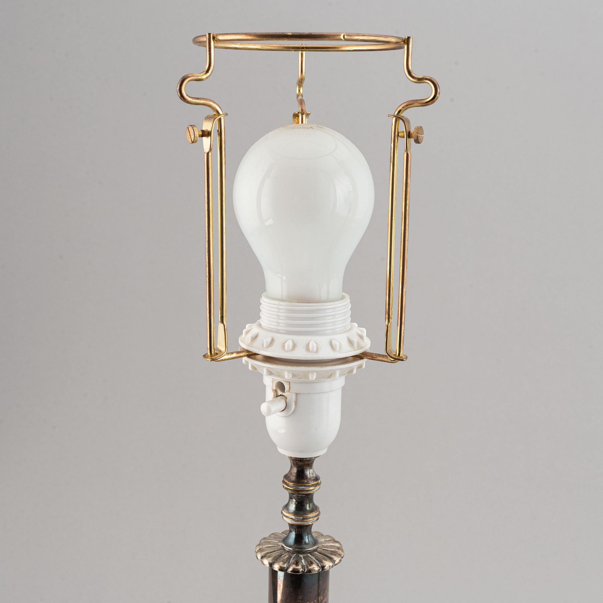 Two table lampa, onyx and plate, 20th century.