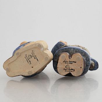 Lisa Larson, a set of two stoneware figurines, "Sommarklädd" & "Flicka 4 år", Gustavsberg.