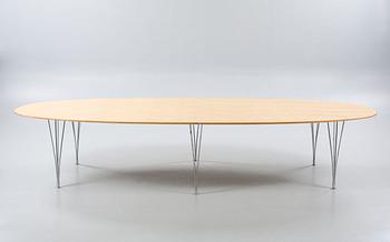 A conference table named "Superellips", designed by Bruno Mathsson and Piet Hein for Fritz Hansen.