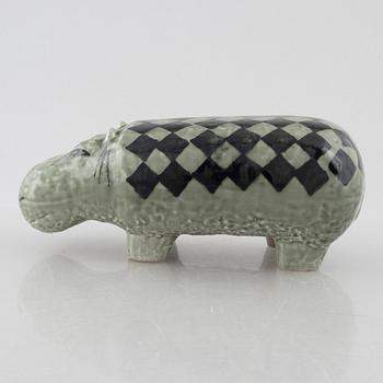 Lisa Larson, figurin, stengods, "Flodhäst" ur serien "Stora zoo", Gustavsberg.