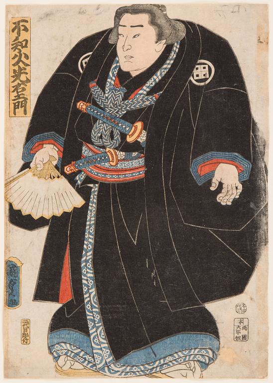 KUNISADA II (1807-1864), color woodblock print. Japan, 1864. 'Shiranui Mitsuemon 11:.