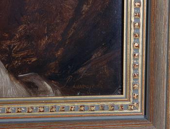 OKÄND KONSTNÄR, olja på duk, sign P. Leroy. 1800-tal.