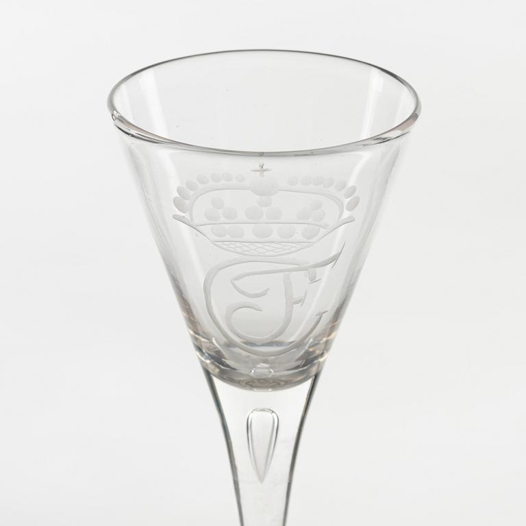 An engraved glass, 18th Century.