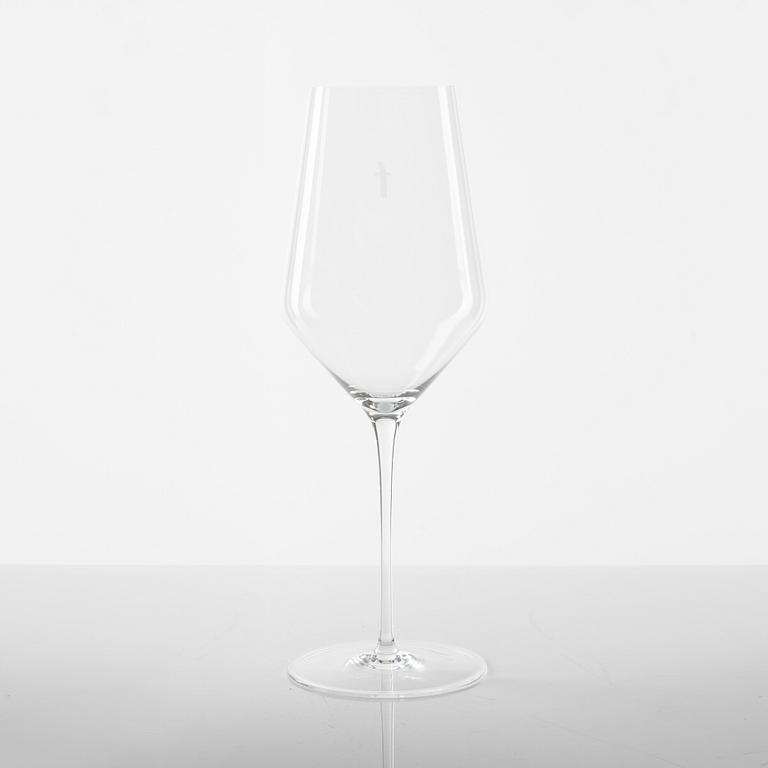 Hans Denk, six 'Denk'Art' white wine glasses, Zalto, Austria.