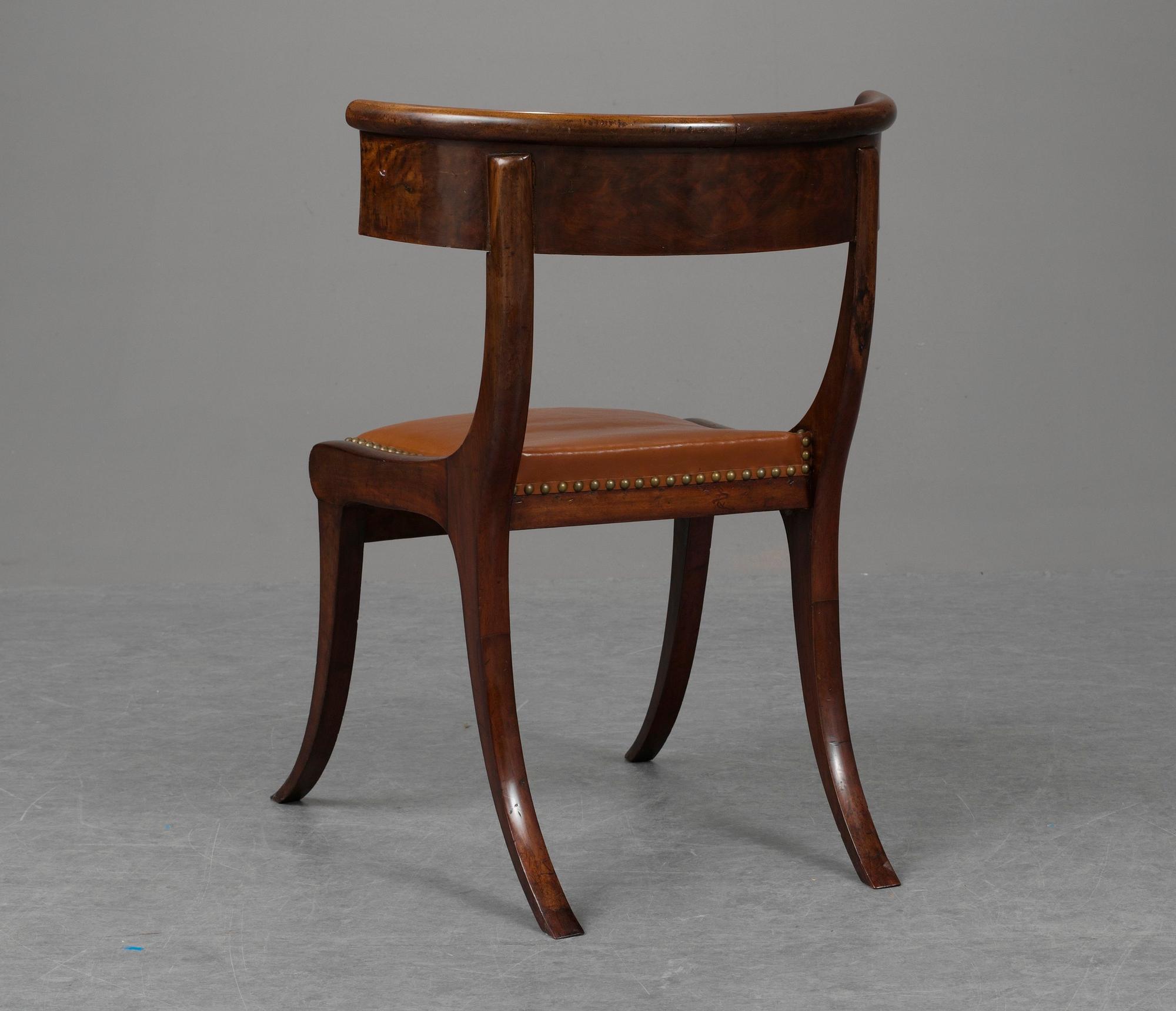 A Klismos chair, circa 1800.