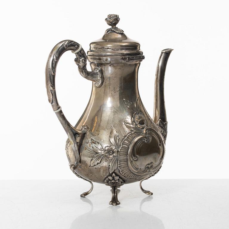 Kaffekanna, silver, rokokostil, 1900-tal.
