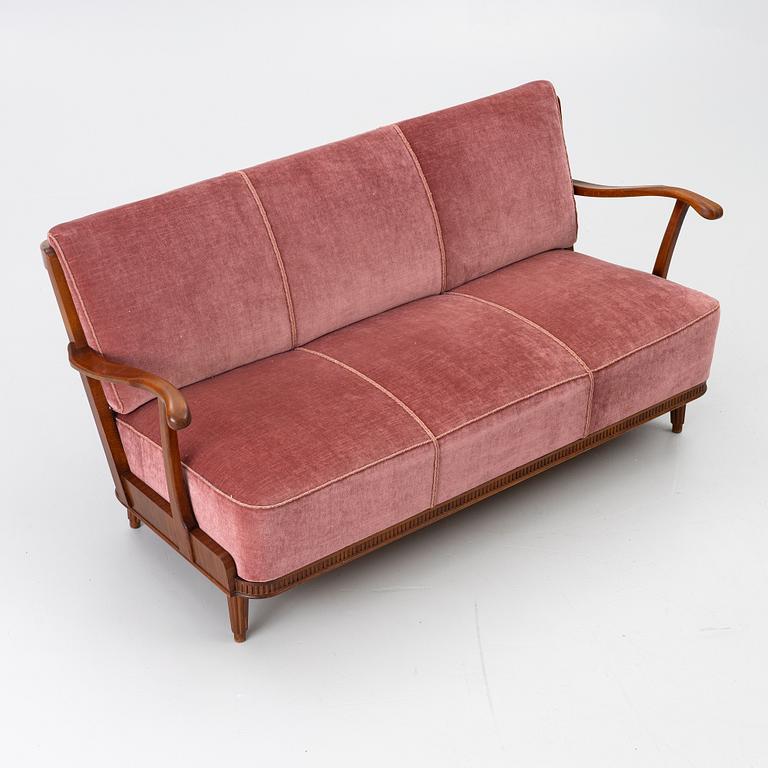 Svante Skogh, soffa, Swedish Modern, Förenade möbelfabrikerna, Linköping, 1940-tal.