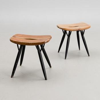 A pair of Pirkka stools manufactured by Laukaan Puu and designed in 1955.