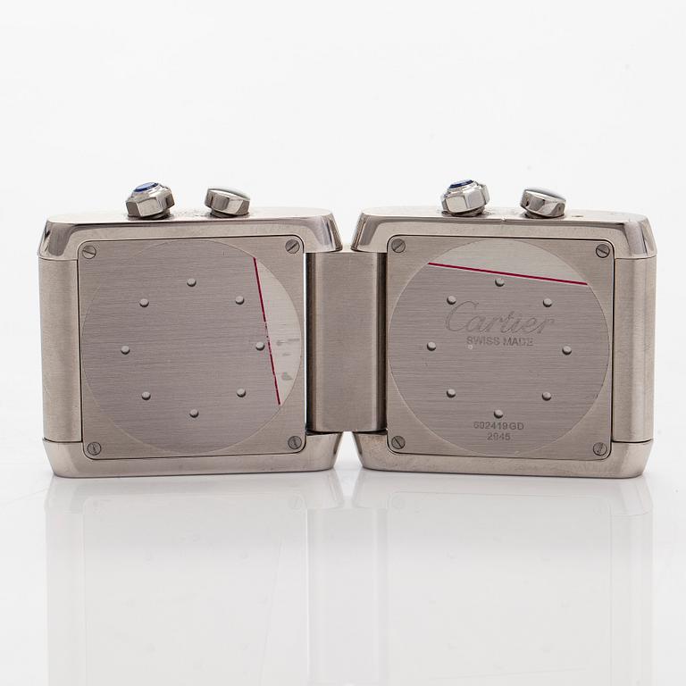 Cartier, pöytäkello, Cartier Tank Francaise Dual-Time, 35 x 41 (82) mm.