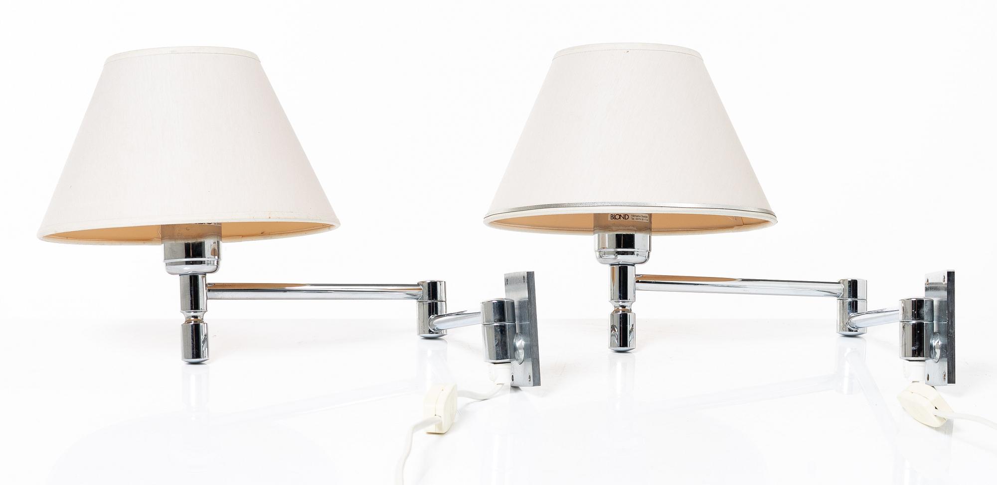 A pair of wall lamps, Blond Belysning, Värnamo.