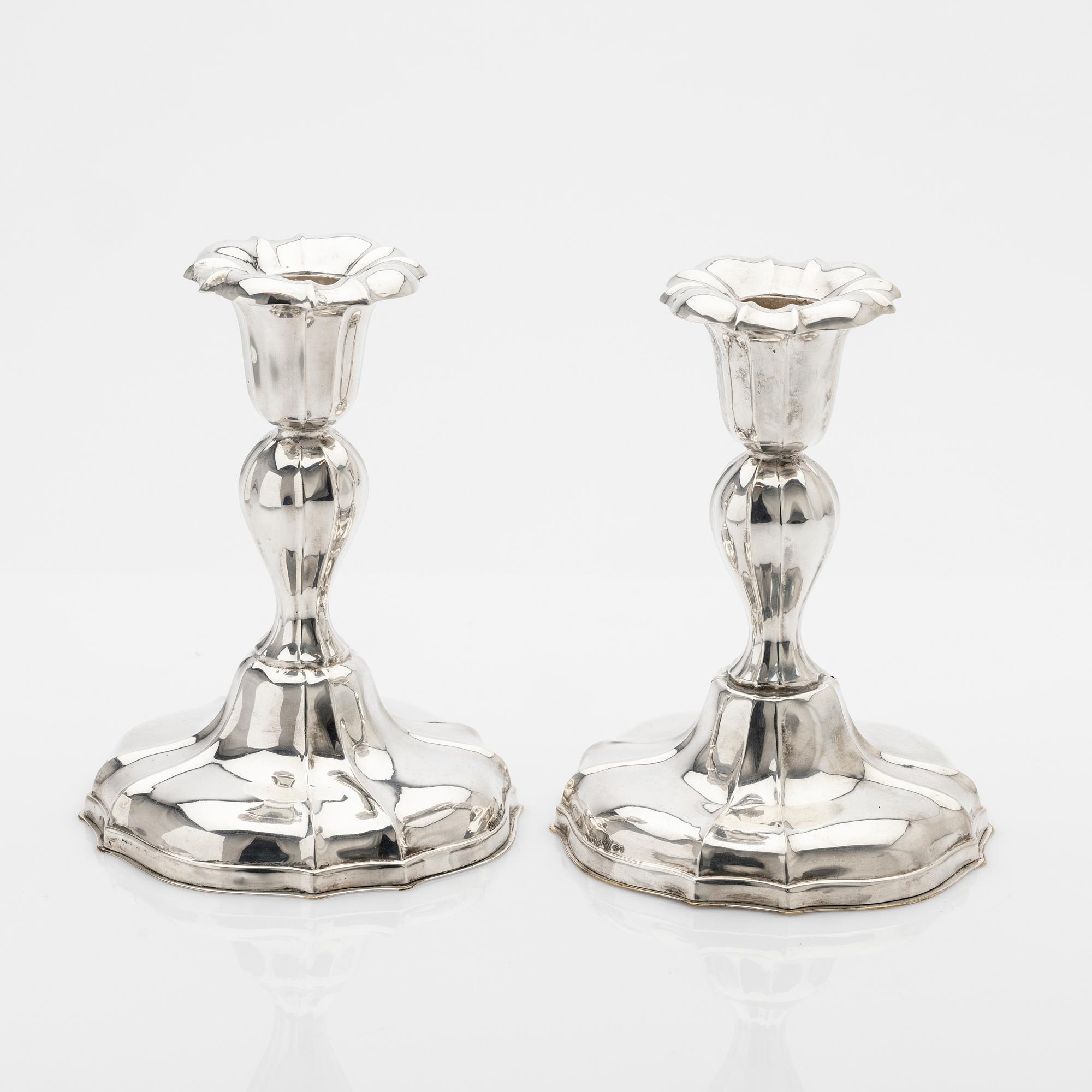 Candelabras, silver, Rococo style, 20th century.