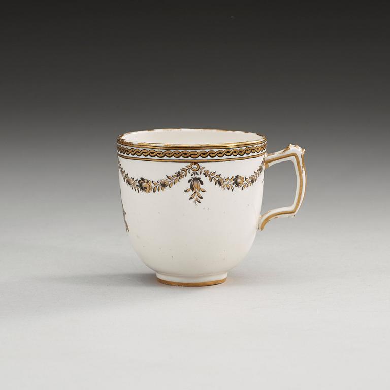 A Swedish Marieberg Armorial soft paste cup, dated 1781.