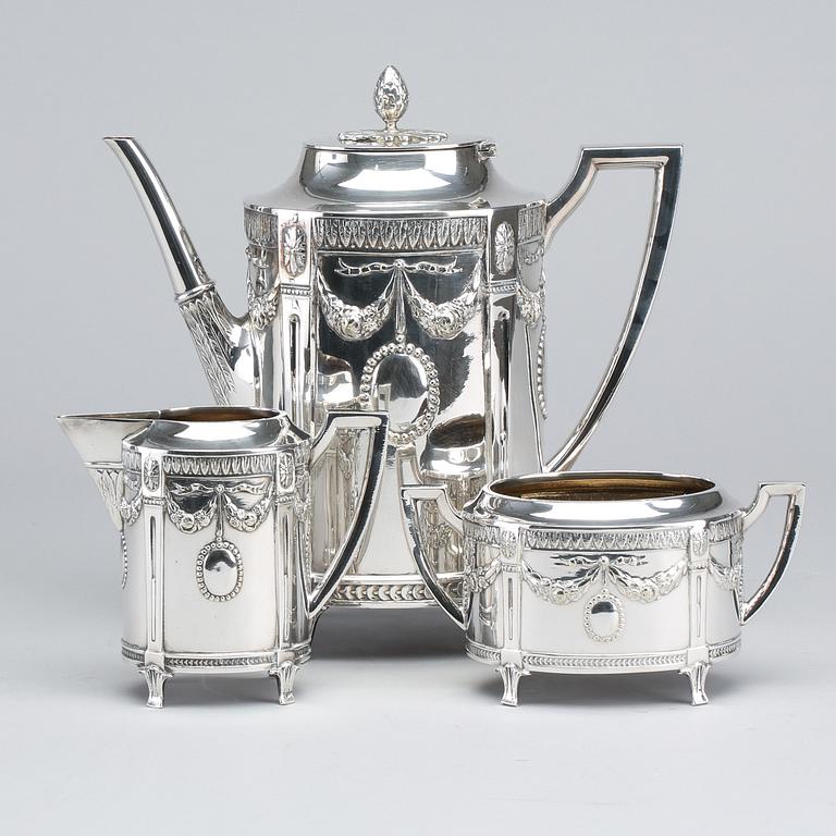 A Swedish EPNS 3 piece coffee set, first half of the 20th century.