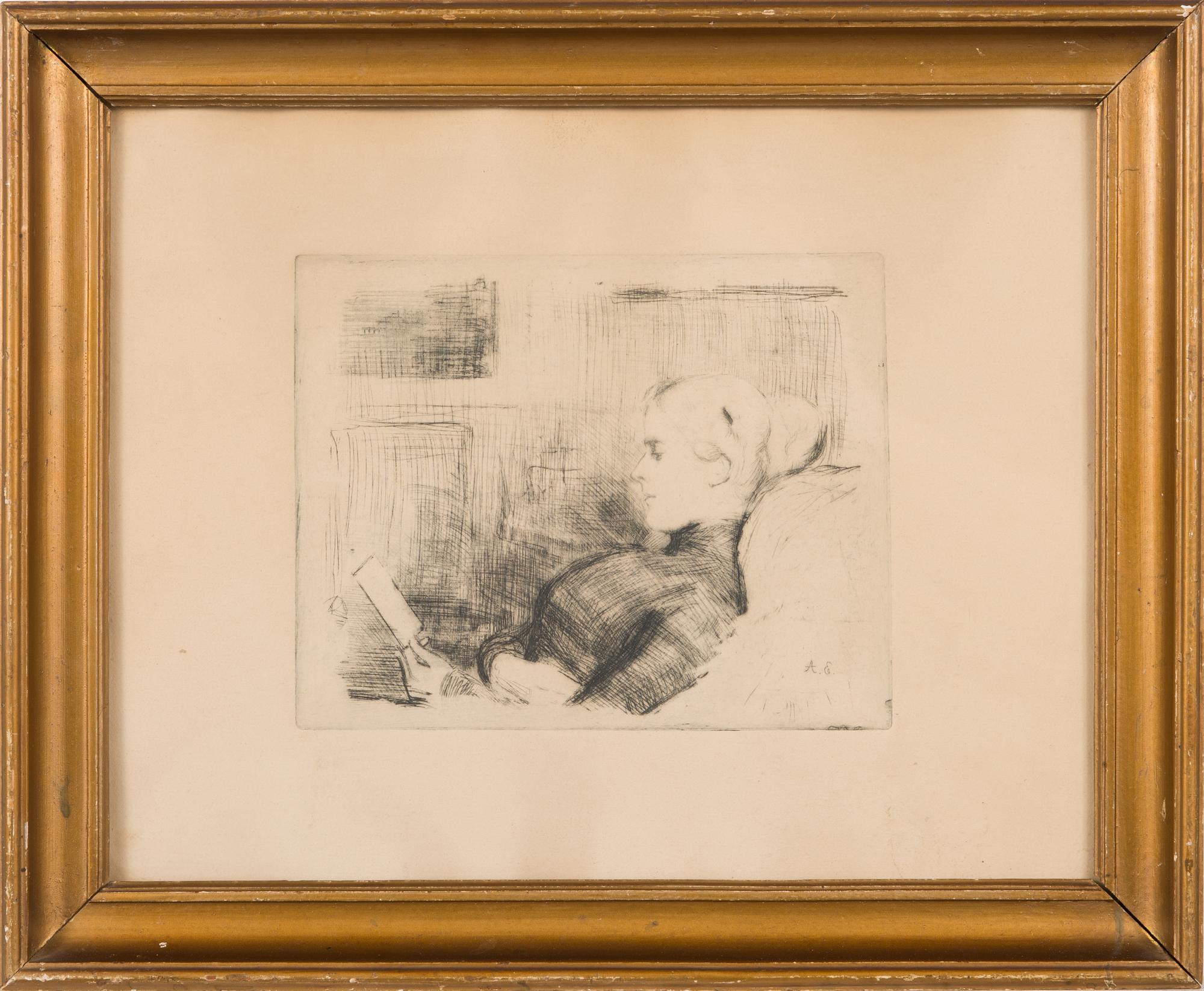 Albert Edelfelt, etching, signed on plate.
