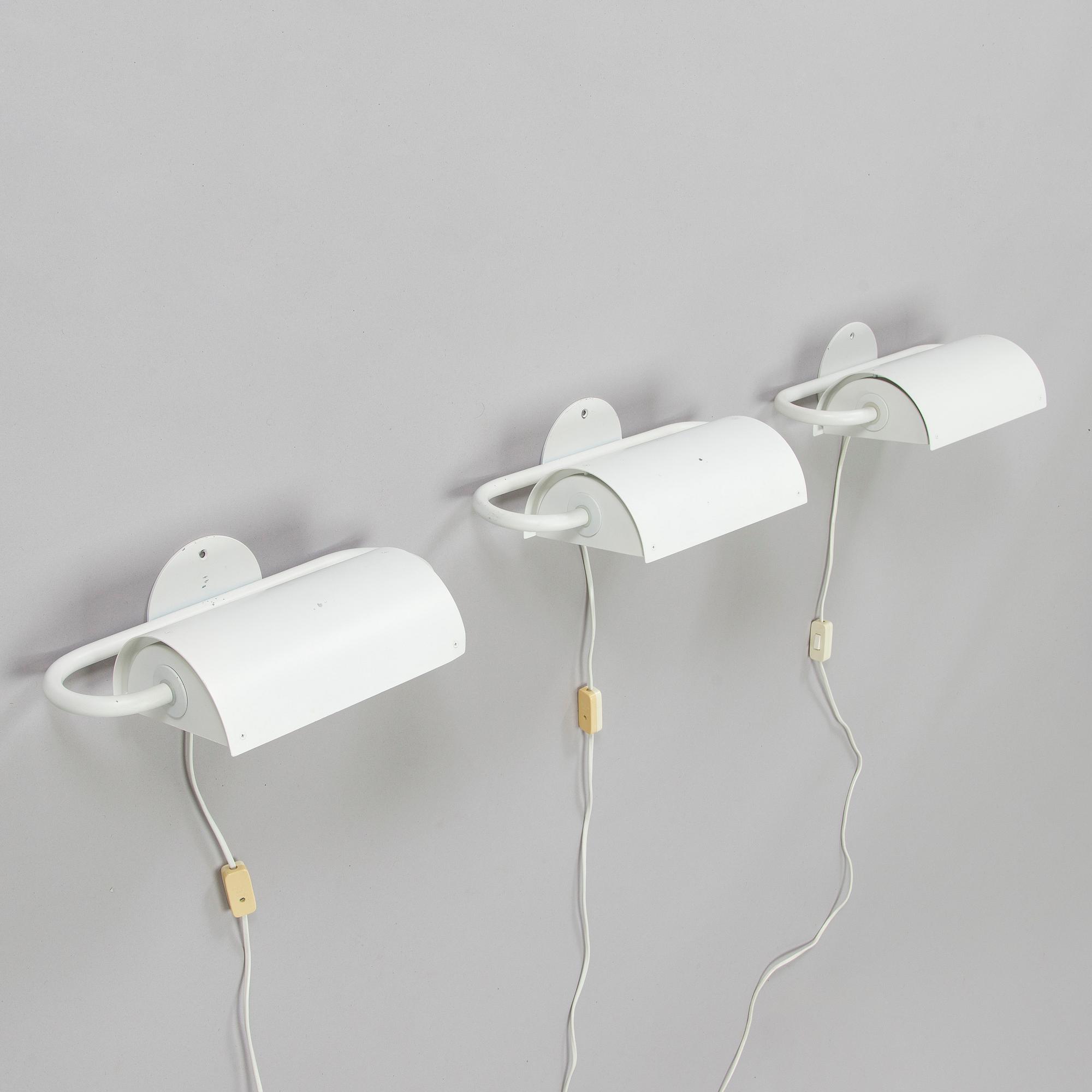 Ben af Schultén,  A set of three 1970s "BS 912" wall lights by Metallimestarit for Artek Finland.