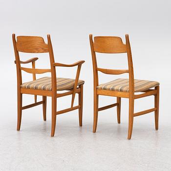 Carl Malmsten, A nine piece dining set, 'Camare Nyckel', by Åfors Möbelfabrik, Sweden, 1960's.