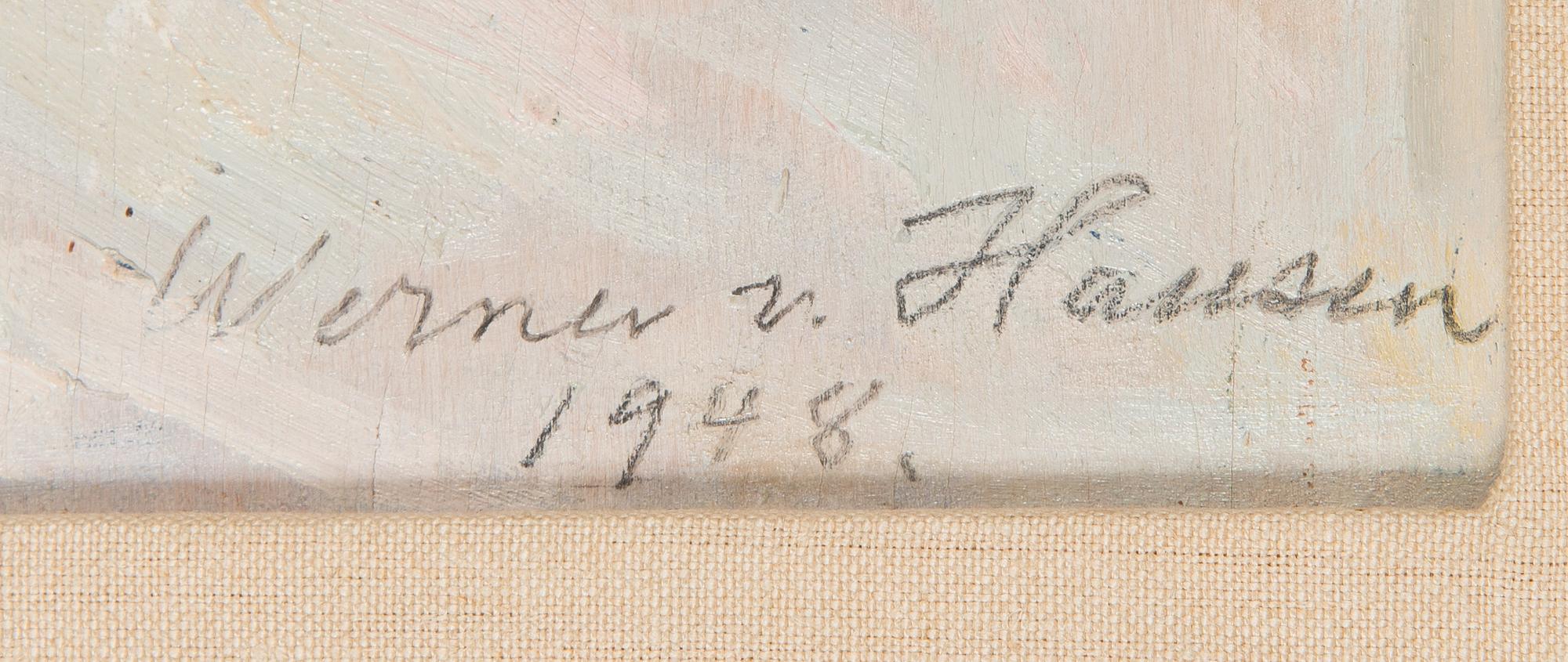 Werner von Hausen, olja på pannå, signerad och daterad 1948.