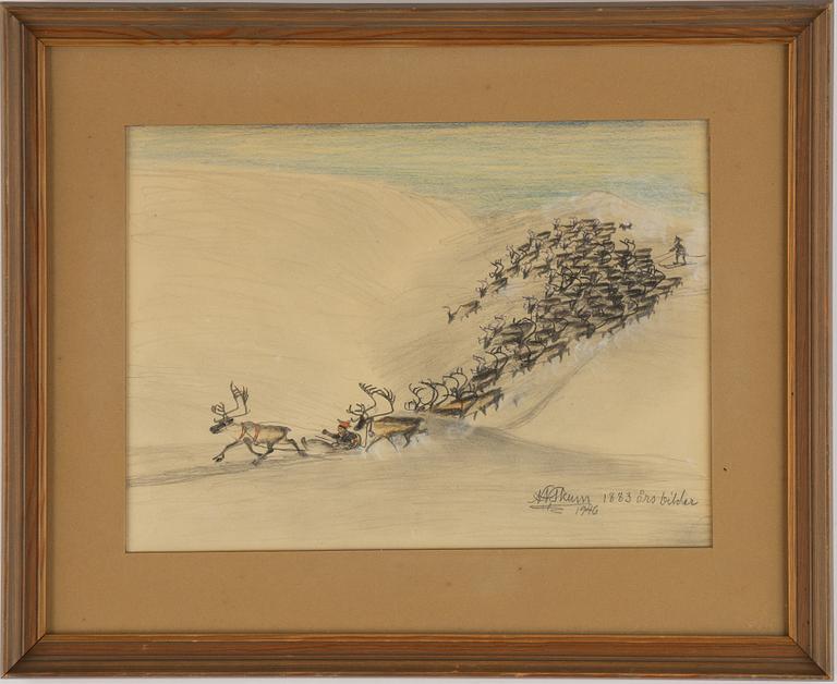 Nils Nilsson Skum, mixed media on paper, signed and dated 1946.