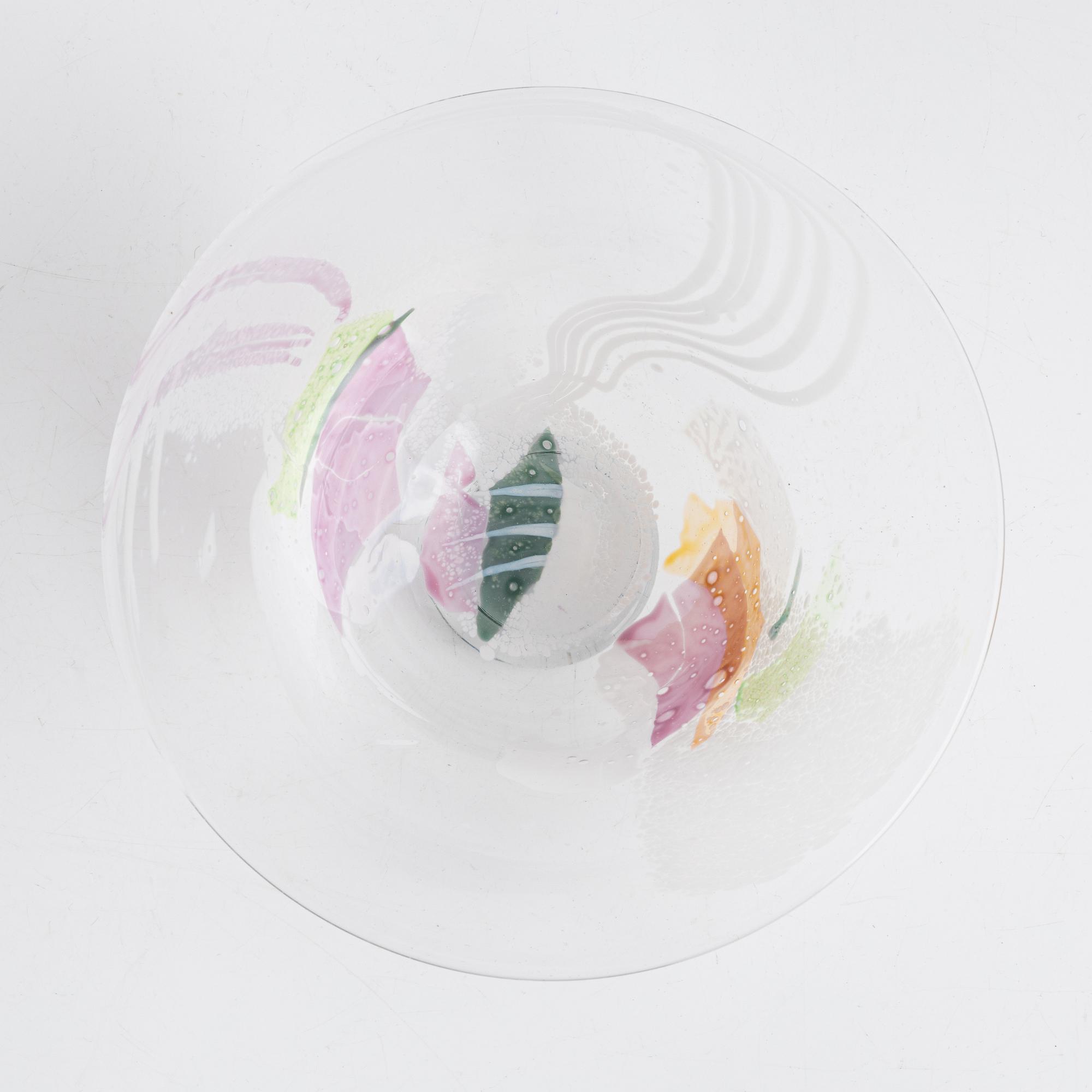Oiva Toikka, a 'Tellervo' glass vase, Nuutajärvi Postipankki, Finland, and a glass bowl by Åsa Brandt.