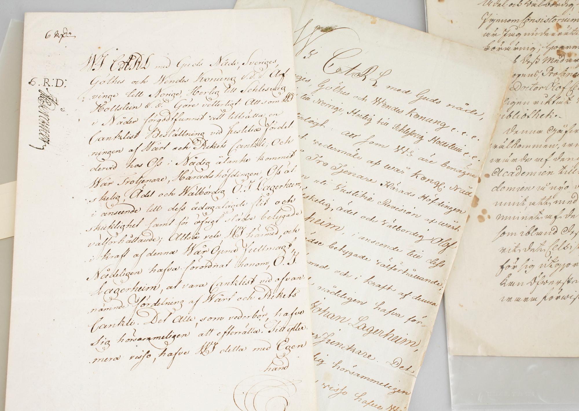 Four letters from Karl XIII, signed and dated 1794- 1810.