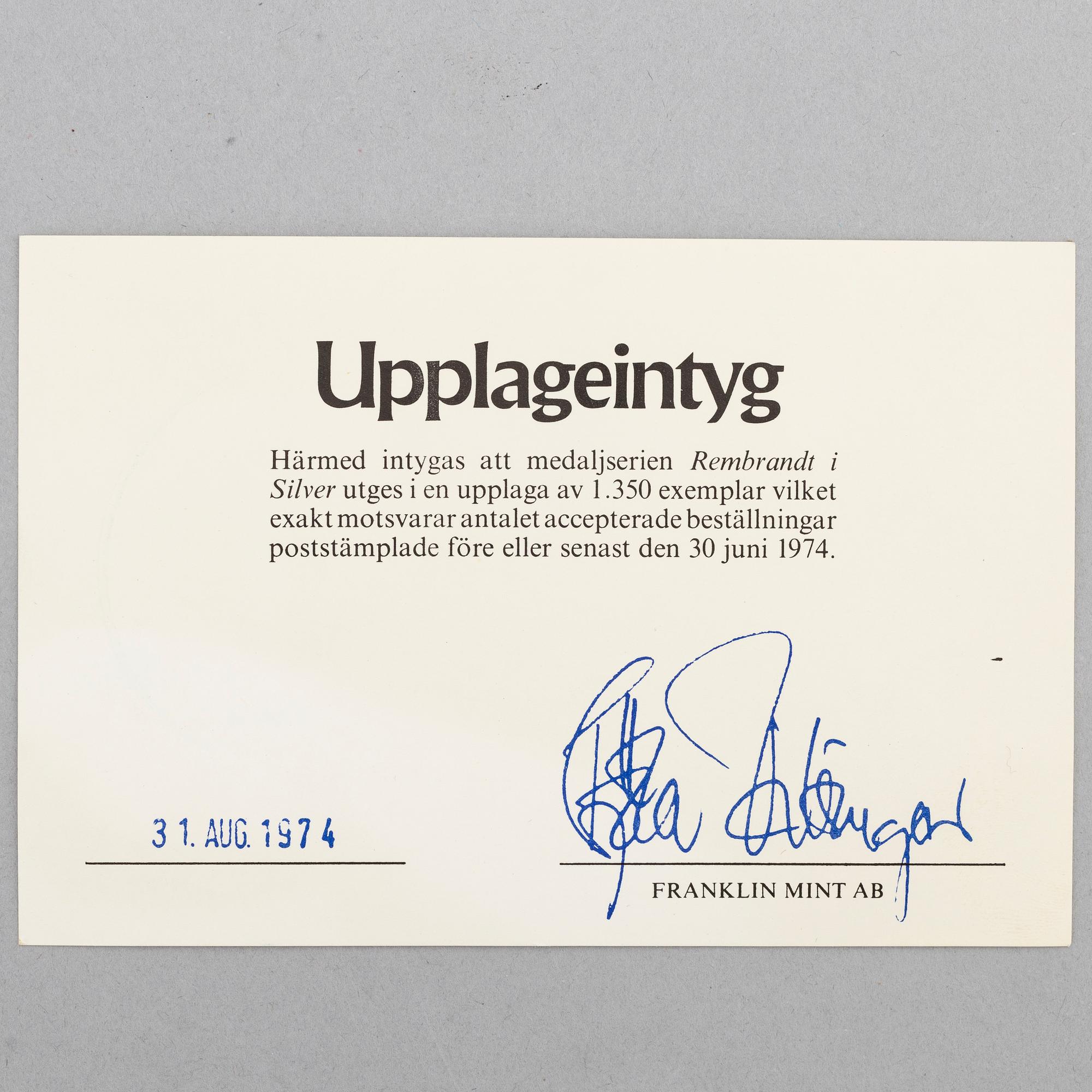 A set of 50 Sterling silver medals from Franklin Mint.