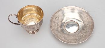KAFFEKOPP samt -FAT, silver, Moskva 1891. Tot. vikt 120 g.