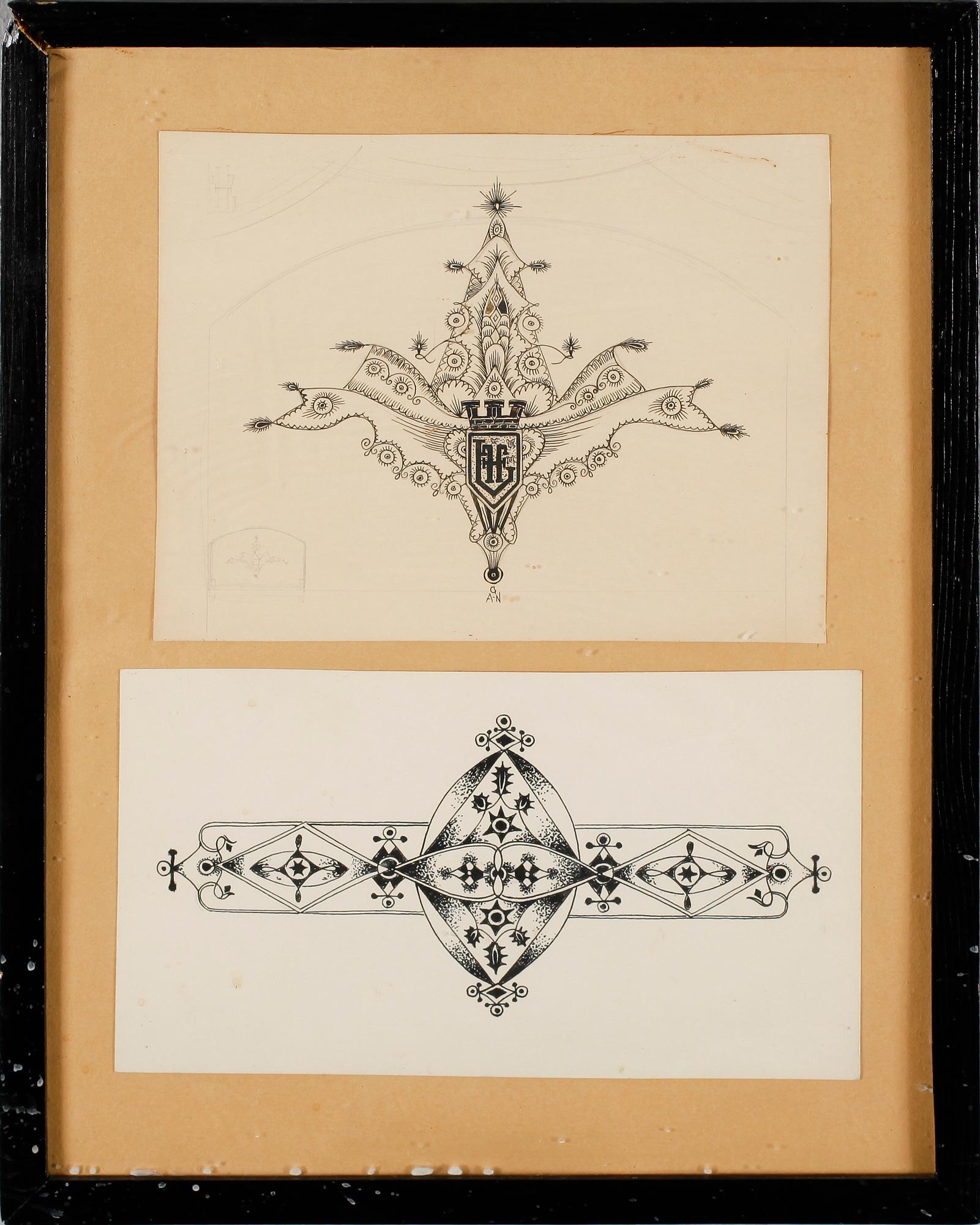 GÖSTA ADRIAN-NILSSON, 2 st, tuschteckningar, en monogramsignerad.