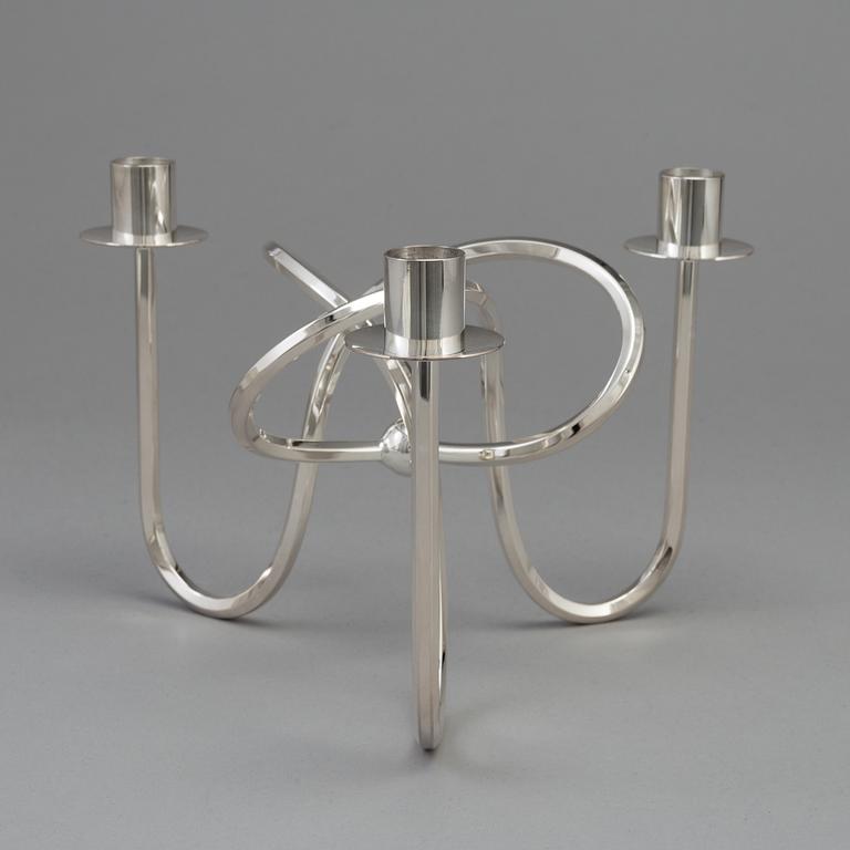 a silver platen "Vänskapsknuten" candelabra, Firma Svenskt Tenn, designed in 1938,