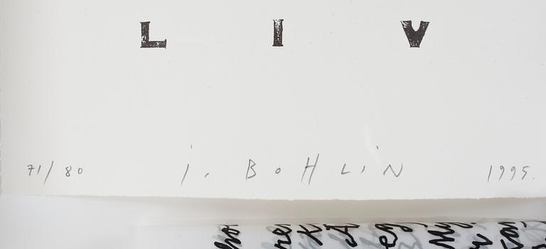 JONAS BOHLIN, färglitografi, sign och dat 1995, numr 71/80.