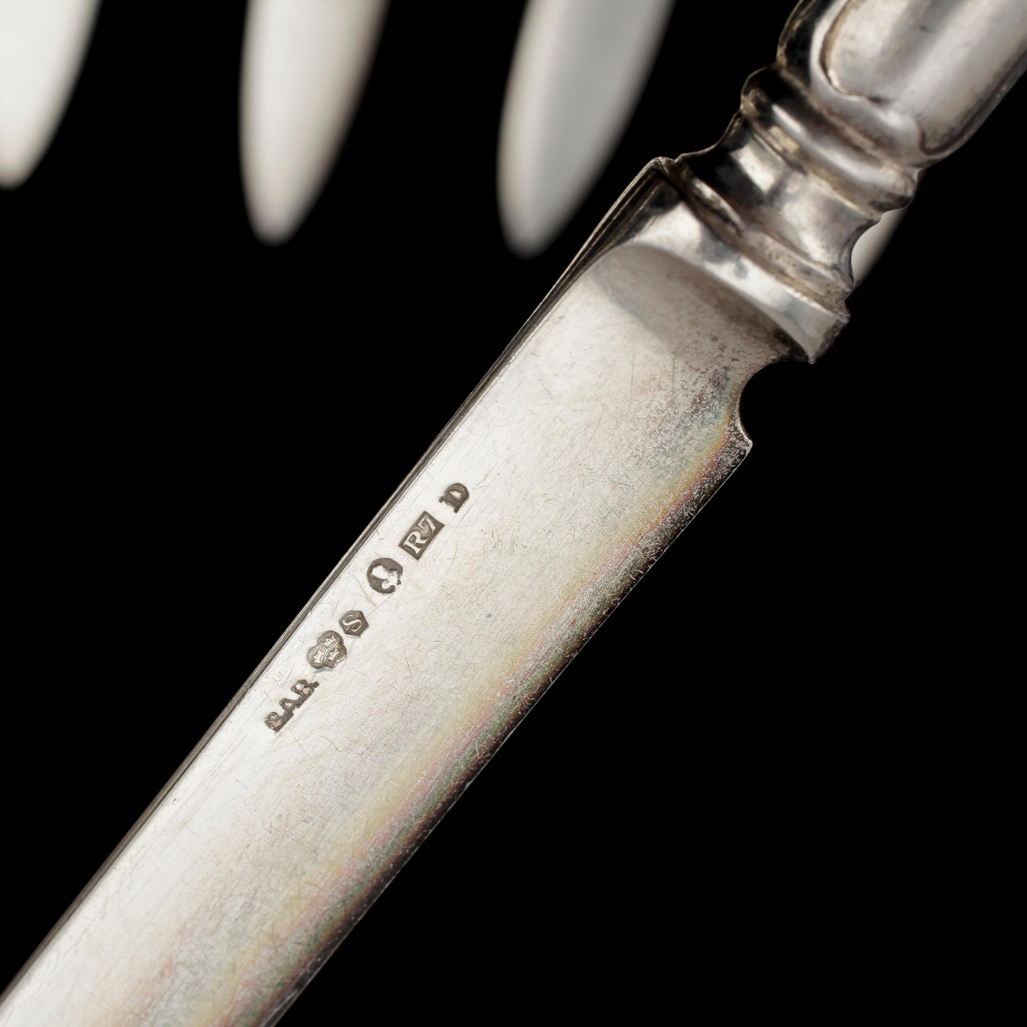 BESTICK 11 delar, bla Guldsmeds aktiebolaget, 1900-tal. totalvikt 438 gram.