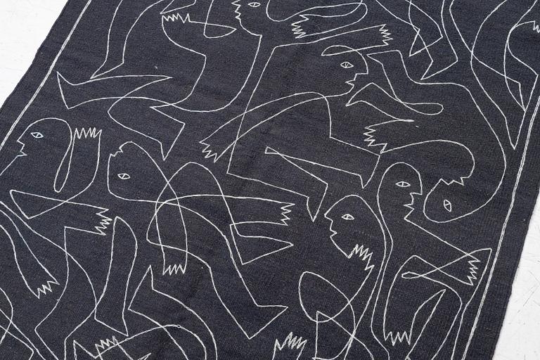 Matta, handbroderad Kelim, 183 x 126 cm.