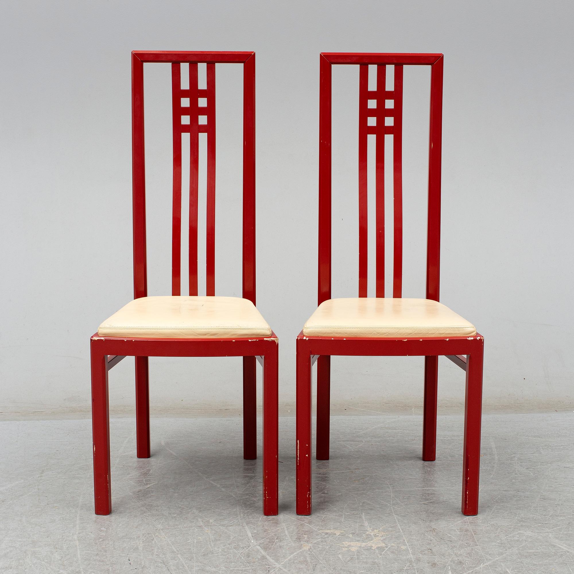 a set of eight chairs by Wards Atelier in the late 20th century.