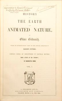 OLIVER GOLDSMITH 'A History of The Earth and Animated Nature' I-II, hand colored plates, c 1870.